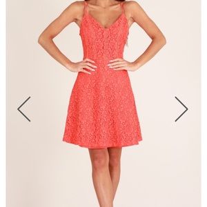 Coral lace a line dress